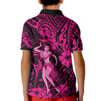 Hawaii Hula Girl Kid Polo Shirt Polynesian Pattern Pink Version LT01 - Polynesian Pride