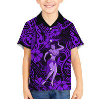 Hawaii Hula Girl Hawaiian Shirt Hibiscus Hawaii Tribal Tattoo Purple Version LT01 - Polynesian Pride