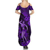 Hawaii Hula Girl Summer Maxi Dress Hibiscus Hawaii Tribal Tattoo Purple Version LT01 - Polynesian Pride