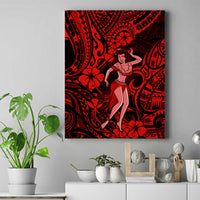 Hawaii Hula Girl Canvas Wall Art Hibiscus Hawaii Tribal Tattoo Red Version LT01 Red - Polynesian Pride