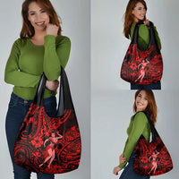 Hawaii Hula Girl Grocery Bag Hibiscus Hawaii Tribal Tattoo Red Version