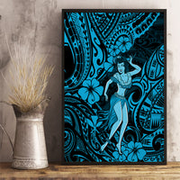 Hawaii Hula Girl Canvas Wall Art Hibiscus Hawaii Tribal Tattoo Sky Blue Version LT01 - Polynesian Pride