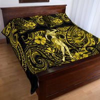Hawaii Hula Girl Quilt Bed Set Hibiscus Hawaii Tribal Tattoo Yellow Version LT01 - Polynesian Pride