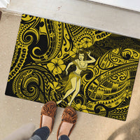 Hawaii Hula Girl Rubber Doormat Hibiscus Hawaii Tribal Tattoo Yellow Version LT01 - Polynesian Pride