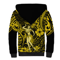 Hawaii Hula Girl Sherpa Hoodie Hibiscus Hawaii Tribal Tattoo Yellow Version LT01 - Polynesian Pride