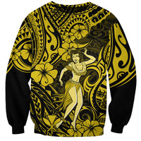 Hawaii Hula Girl Sweatshirt Hibiscus Hawaii Tribal Tattoo Yellow Version LT01 Unisex Yellow - Polynesian Pride