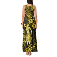 Hawaii Hula Girl Tank Maxi Dress Hibiscus Hawaii Tribal Tattoo Yellow Version LT01 - Polynesian Pride