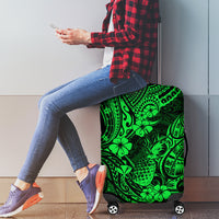 Hawaii Pineapple Luggage Cover Paradise Flowers Pacific With Green Polynesian Tribal LT01 - Polynesian Pride