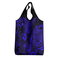 Hawaii Pineapple Grocery Bag Paradise Flowers Pacific With Navy Blue Polynesian Tribal LT01 - Polynesian Pride