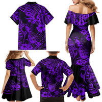 Hawaii Pineapple Family Matching Mermaid Dress and Hawaiian Shirt Polynesian Pattern Purple Version LT01 - Polynesian Pride