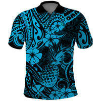 Hawaii Pineapple Polo Shirt Polynesian Pattern Sky Blue Version LT01 Blue - Polynesian Pride