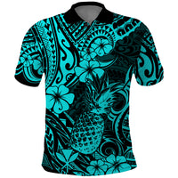 Hawaii Pineapple Polo Shirt Polynesian Pattern Turquoise Version LT01 Turquoise - Polynesian Pride