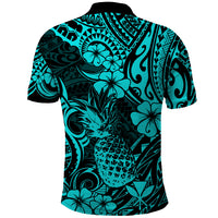 Hawaii Pineapple Polo Shirt Polynesian Pattern Turquoise Version LT01 - Polynesian Pride