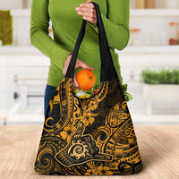Hawaii Shaka Sign Grocery Bag With Polynesian Hibiscus Gold Unique LT01 - Polynesian Pride