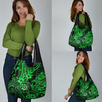 Hawaii Shaka Sign Grocery Bag With Polynesian Hibiscus Green Unique LT01 - Polynesian Pride