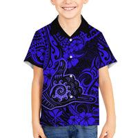 Hawaii Shaka Sign Hawaiian Shirt With Polynesian Hibiscus Navy Blue Unique LT01 - Polynesian Pride