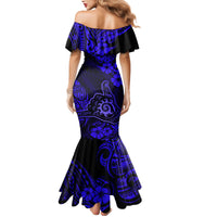 Hawaii Shaka Sign Mermaid Dress With Polynesian Hibiscus Navy Blue Unique LT01 - Polynesian Pride