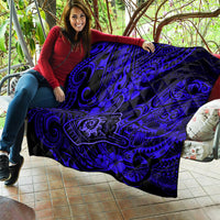 Hawaii Shaka Sign Quilt With Polynesian Hibiscus Navy Blue Unique LT01 - Polynesian Pride