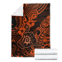 Hawaii Shaka Sign Blanket With Polynesian Hibiscus Orange Unique LT01 - Polynesian Pride