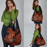 Hawaii Shaka Sign Grocery Bag With Polynesian Hibiscus Orange Unique LT01 - Polynesian Pride