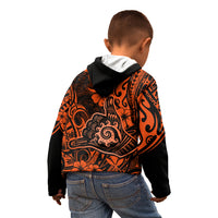 Hawaii Shaka Sign Kid Hoodie With Polynesian Hibiscus Orange Unique LT01 - Polynesian Pride