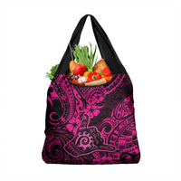 Hawaii Shaka Sign Grocery Bag With Polynesian Hibiscus Pink Unique LT01 1-pack One Size Pink - Polynesian Pride