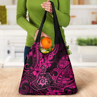 Hawaii Shaka Sign Grocery Bag With Polynesian Hibiscus Pink Unique LT01 - Polynesian Pride