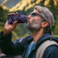 Hawaii Shaka Sign 4 in 1 Can Cooler Tumbler Polynesian Pattern Purple Version