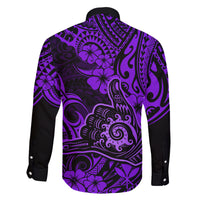 Hawaii Shaka Sign Family Matching Short Sleeve Bodycon Dress and Hawaiian Shirt Polynesian Pattern Purple Version LT01 - Polynesian Pride
