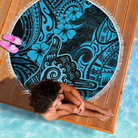 Hawaii Shaka Sign Beach Blanket Polynesian Pattern Sky Blue Version LT01 - Wonder Print Shop