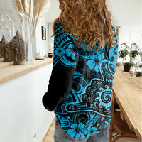 Hawaii Shaka Sign Women Casual Shirt Polynesian Pattern Sky Blue Version LT01 - Polynesian Pride