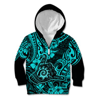 Hawaii Shaka Sign Kid Hoodie Polynesian Pattern Turquoise Version LT01 - Polynesian Pride