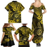 Hawaii Shaka Sign Family Matching Summer Maxi Dress and Hawaiian Shirt Polynesian Pattern Yellow Version LT01 - Polynesian Pride