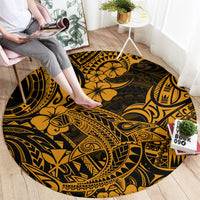 Hawaii Shark Round Carpet Polynesian Pattern Gold Version LT01 - Polynesian Pride