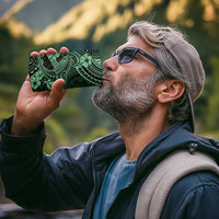 Hawaii Shark 4 in 1 Can Cooler Tumbler Polynesian Pattern Green Version