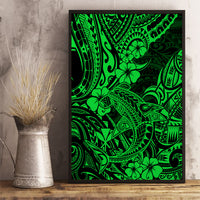 Hawaii Shark Canvas Wall Art Polynesian Pattern Green Version LT01 - Polynesian Pride