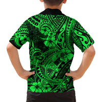 Hawaii Shark Family Matching Summer Maxi Dress and Hawaiian Shirt Polynesian Pattern Green Version LT01 - Polynesian Pride