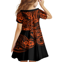 Hawaii Shark Family Matching Off Shoulder Short Dress and Hawaiian Shirt Polynesian Pattern Orange Version LT01 - Polynesian Pride