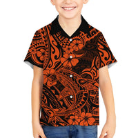 Hawaii Shark Hawaiian Shirt Polynesian Pattern Orange Version LT01 - Polynesian Pride