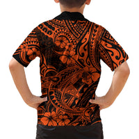 Hawaii Shark Hawaiian Shirt Polynesian Pattern Orange Version LT01 - Polynesian Pride