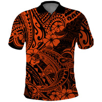Hawaii Shark Polo Shirt Polynesian Pattern Orange Version LT01 Orange - Polynesian Pride