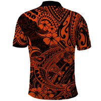 Hawaii Shark Polo Shirt Polynesian Pattern Orange Version LT01 - Polynesian Pride