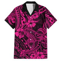 Hawaii Shark Family Matching Tank Maxi Dress and Hawaiian Shirt Polynesian Pattern Pink Version LT01 Dad's Shirt - Short Sleeve Pink - Polynesian Pride
