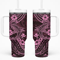 Hawaii Shark Tumbler With Handle Polynesian Pattern Pink Version