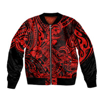 Hawaii Shark Bomber Jacket Polynesian Pattern Red Version LT01 Unisex Red - Polynesian Pride
