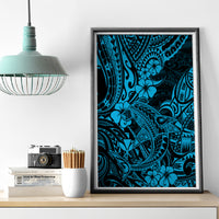 Hawaii Shark Canvas Wall Art Polynesian Pattern Sky Blue Version LT01 - Polynesian Pride
