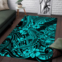Hawaii Shark Area Rug Polynesian Pattern Turquoise Version LT01 Turquoise - Polynesian Pride