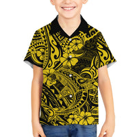 Hawaii Shark Hawaiian Shirt Polynesian Pattern Yellow Version LT01 - Polynesian Pride