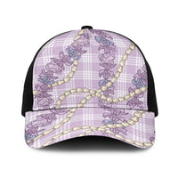 Pua Kalaunu Lei Baseball Net Cap Palaka Pattern LT01 One Size Black Purple - Polynesian Pride