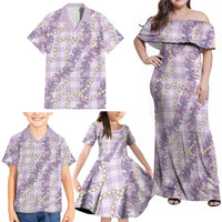 Pua Kalaunu Lei Family Matching Off Shoulder Maxi Dress and Hawaiian Shirt Palaka Pattern LT01 - Polynesian Pride